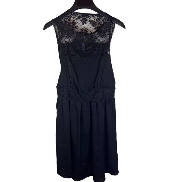 Free People Womens Black Lace High Neck Mini Dress‎ Size Small Whimsigoth Witchy - Picture 1 of 9